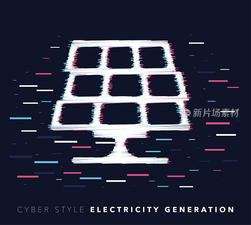 Electricity Generation Glitch Effect Vector Icon Illustration